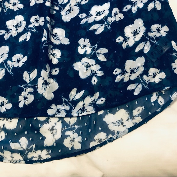 1X Navy Floral Peasant Top with Bell Sleeves and Faggoting detail Boho - Picture 9 of 14